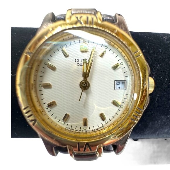 CITIZEN 1010-K09931 CK Two Tone Quartz Analog Ladies Watch NEEDS BATTERY Vintage - Picture 2 of 8